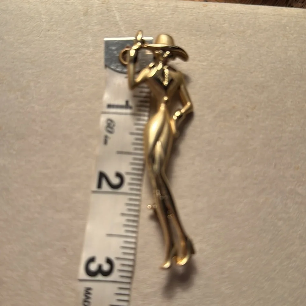 Chic Gold-Toned Woman Brooch